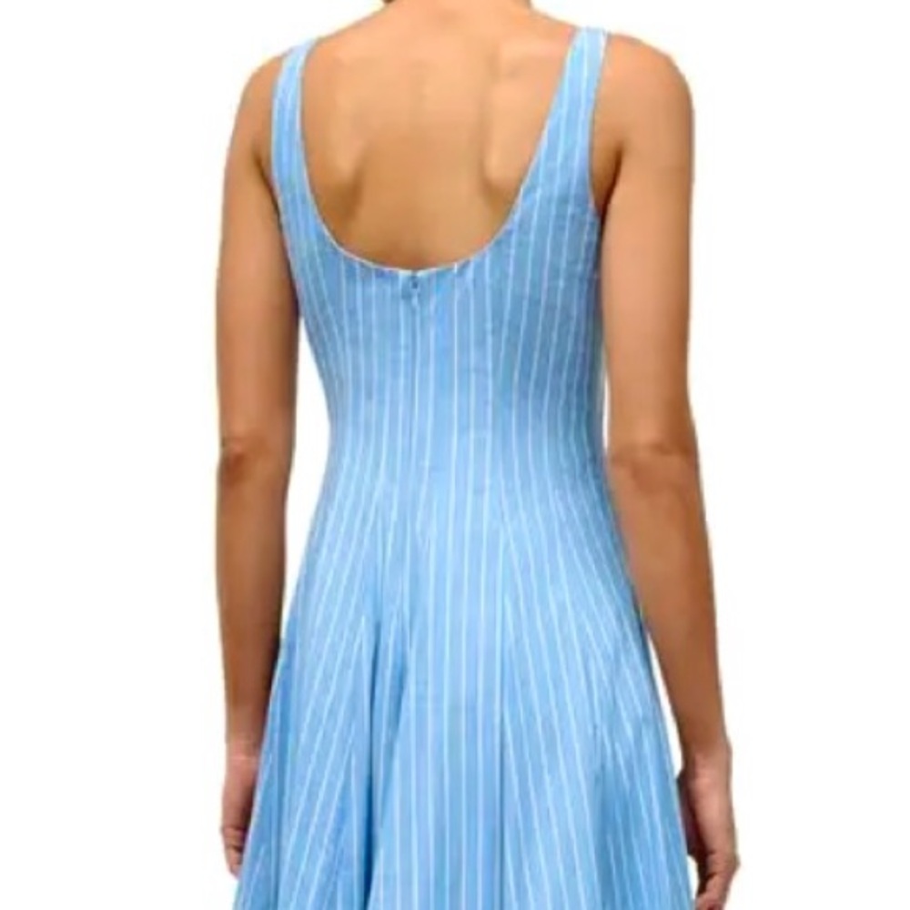 🌺🎉HP🎉🌺 NWOT Staud Wells Midi Dress Azure Pinstripe 🌟Rare Find🌟 - Picture 9 of 16
